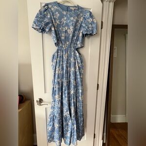 WAYF Plaza Floral Cut-Out Tiered Maxi Dress